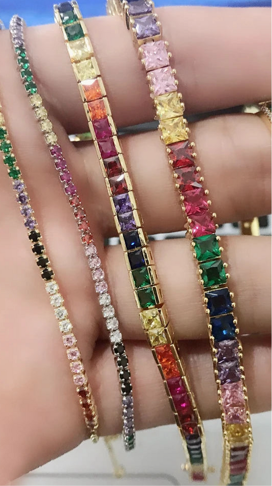 Color Cascade Tennis Bracelet
