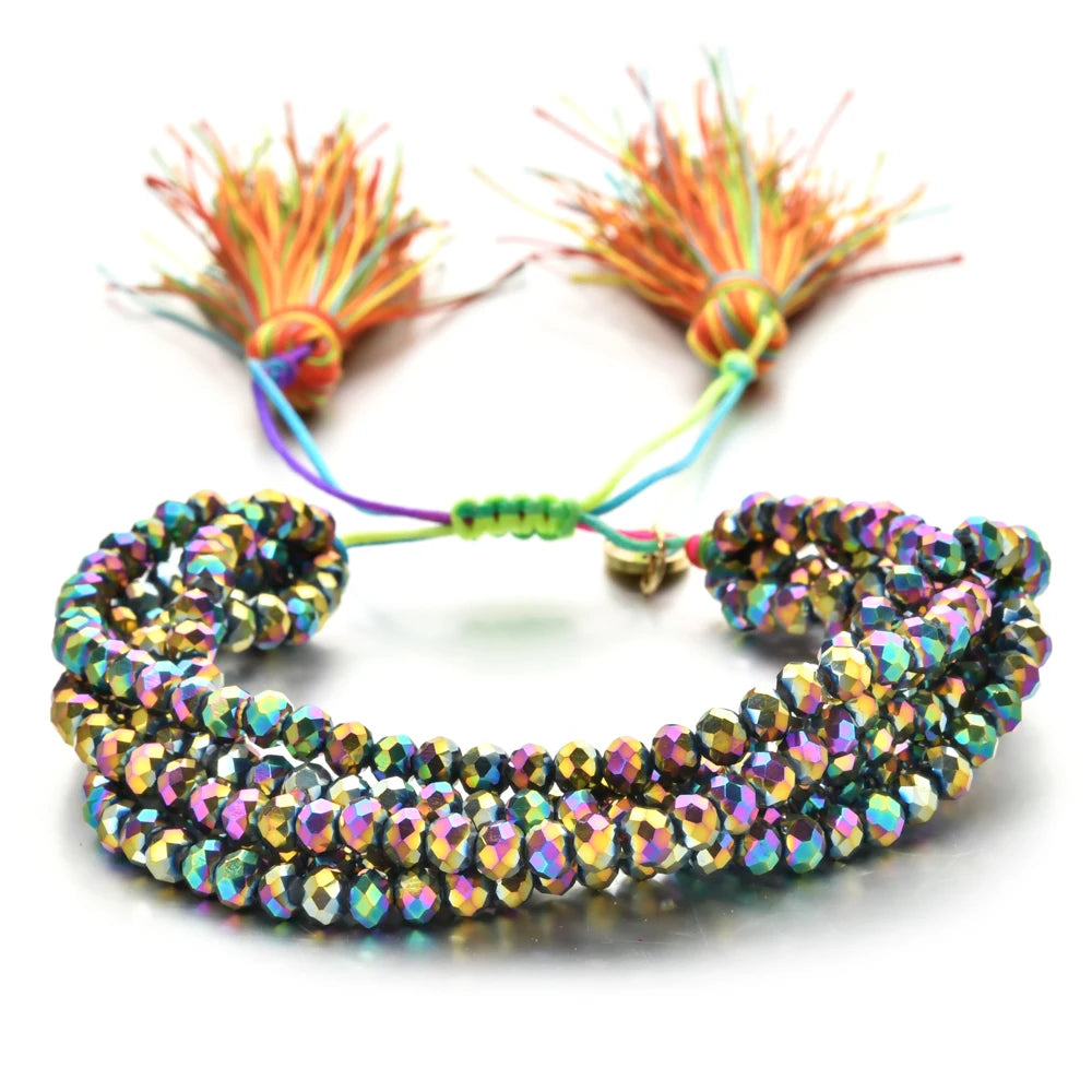 π Boho Beaded Tassel Bracelet
