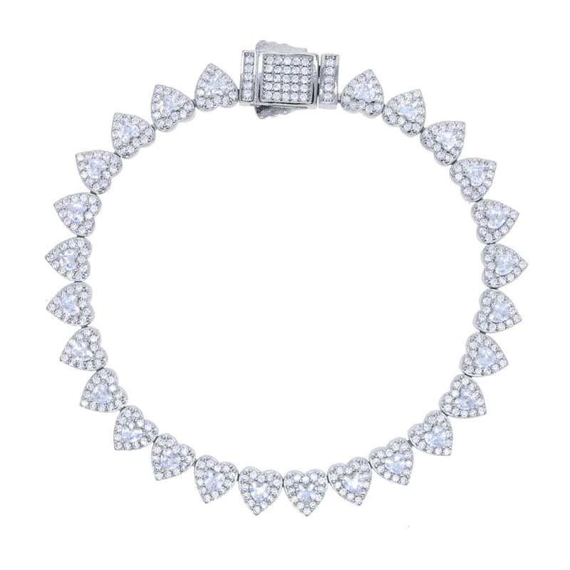 Iced Heart Charm Bracelet π
