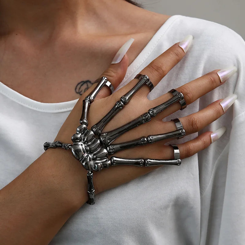🖤 Skeleton Hand Statement Bracelet