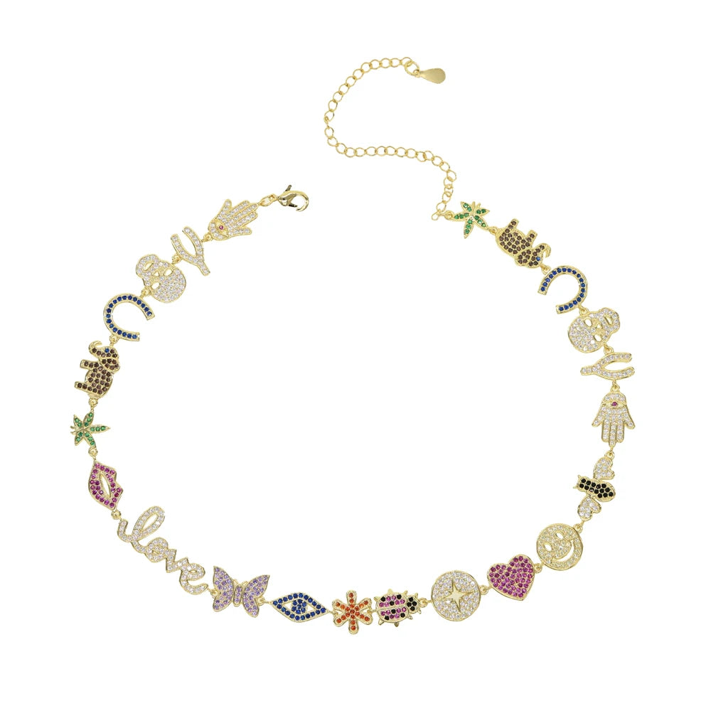 Golden Love Charm Choker