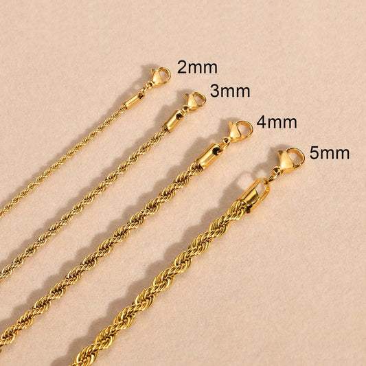 Golden Twist Rope Chain