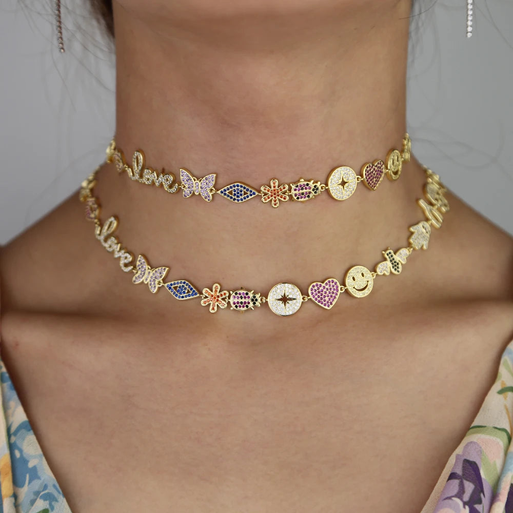 Golden Love Charm Choker