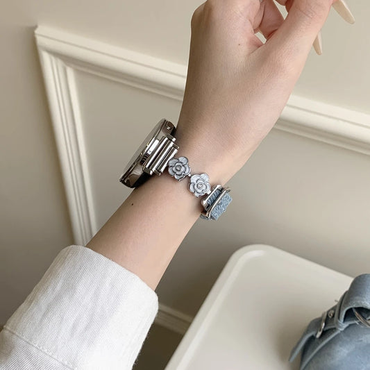 🌸 Denim Blossom Watch Band