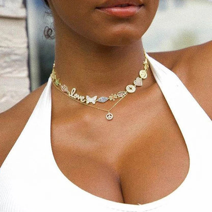 Golden Love Charm Choker